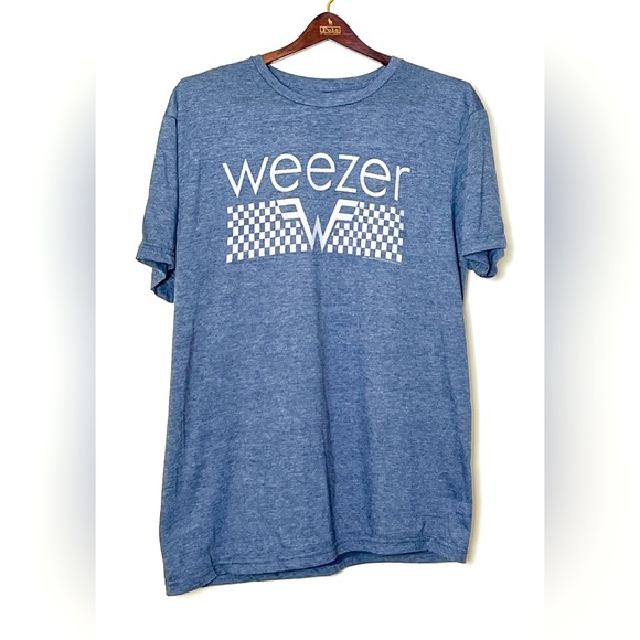 Weezer Other - Weezer Band T-Shirt Men’s Large Blue Band Tee Checkerboard Logo Music Super Soft